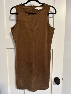 cupcakes & cashmere Brown Faux Suede Sleeveless Sheath Dress